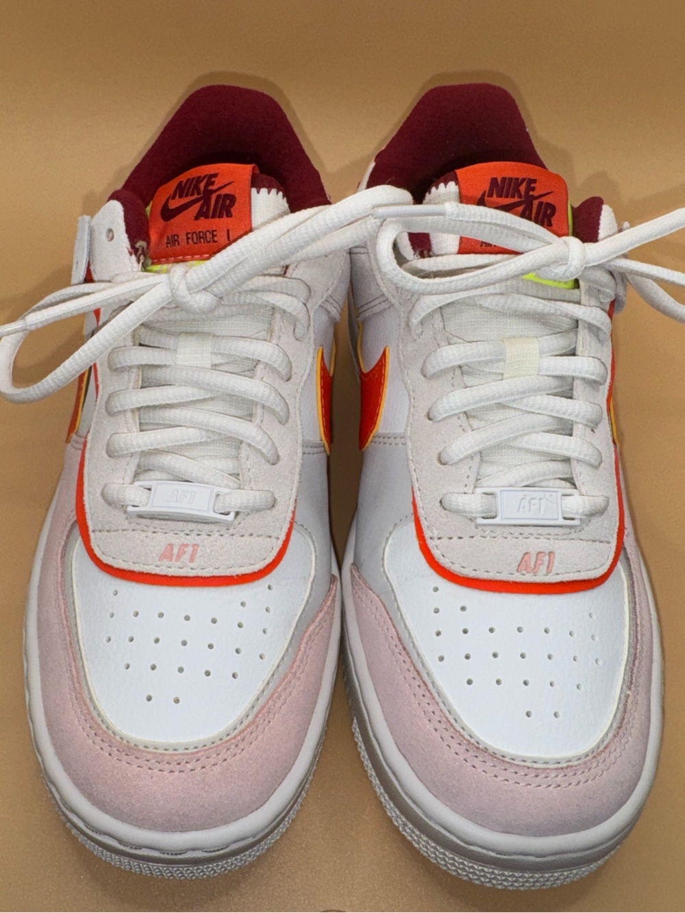 Nike Air Force 1 Shadow White Crimson Tint Bright Mango Sneakers Women 7 /M 5.5 - Picture 9 of 17